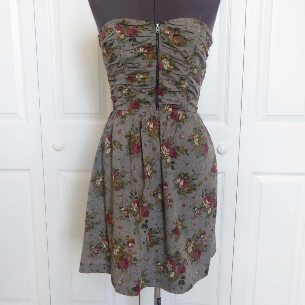 Blanco Rose Printed Zip Front Strapless Dress, Size S 🔴CLEARANCE🔴